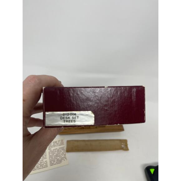 Vintage Desk Set -Gold Pen by Lasercraft ~Solid American Walnut With Tree Design - Picture 10 of 14